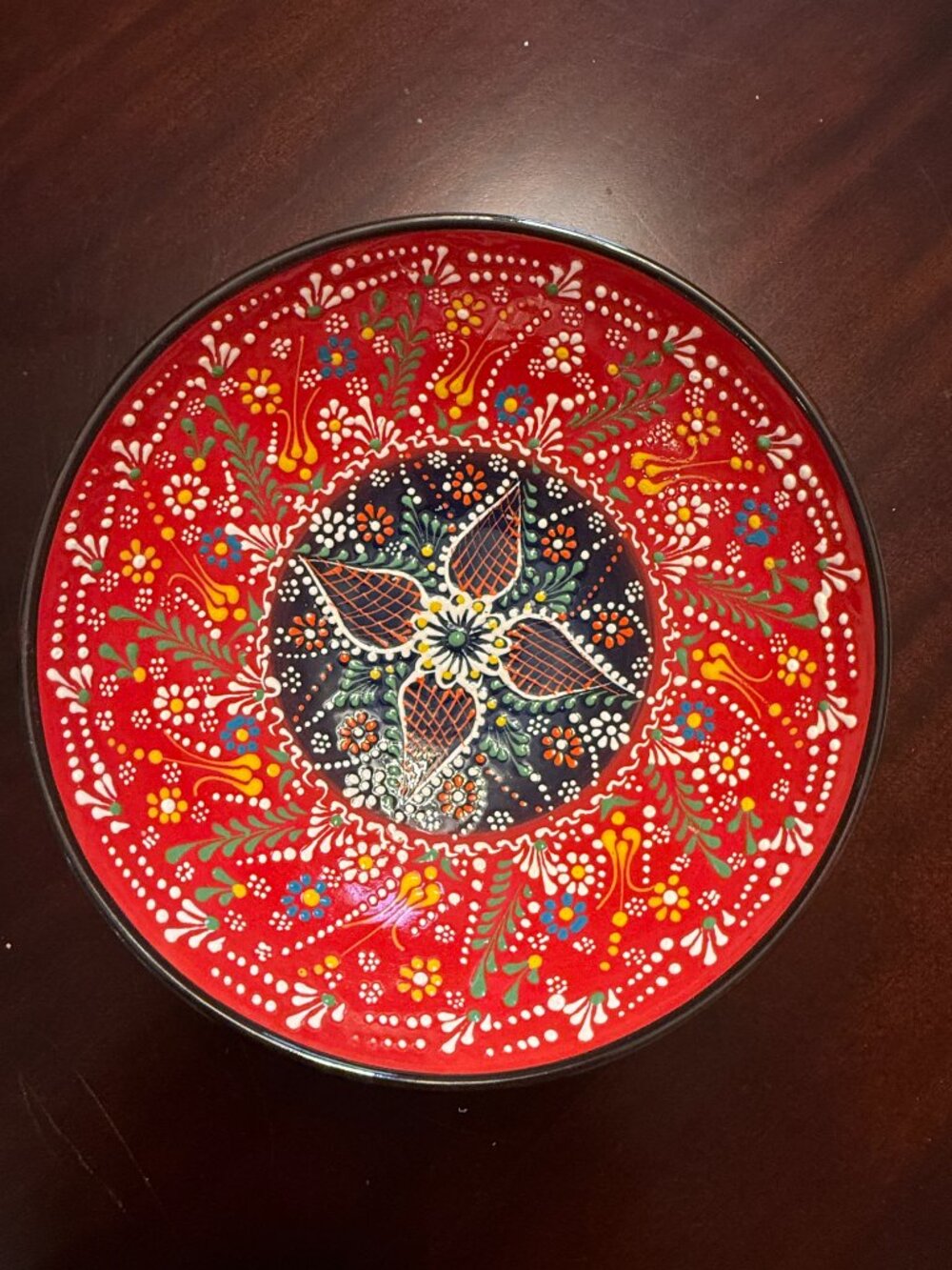 Ozen Ceramics Handmade Turkish Serving Bowl Red Pottery 10" x3.75"